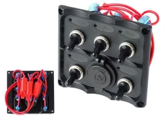 Switch Panel 12V SPST/ON-OFFx5, 1xGZ, 3B 15A IP68