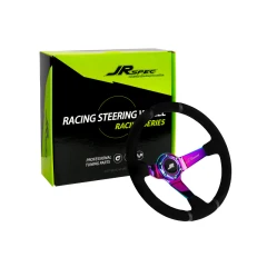 JRSPEC SPORTS STEERING WHEEL 350MM DIAMETER 80MM OFFSET NEOCHROME