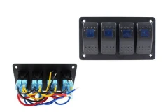 Alu panel switch, ON/OFFx4 Blue