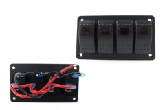 Alu panel switch, ON/OFFx4 Red