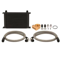 Mishimoto Oil Cooler Kit Universal Thermostatic Black 25 Row