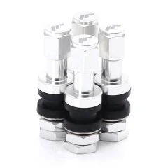 SET OF ALUMINUM AIR VALVES JR V2 - SILVER + LOGO