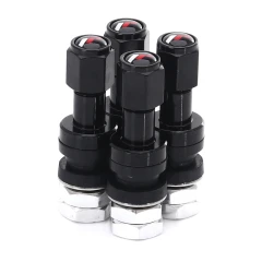 SET OF ALUMINUM AIR VALVES JR V2 - BLACK + LOGO