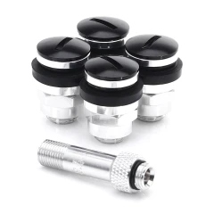 SET OF FLAT ALUMINUM AIR VALVES JR V1 - BLACK