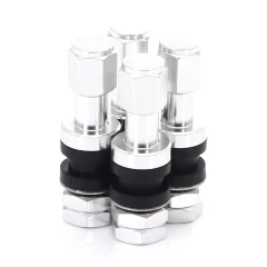 SET OF ALUMINUM AIR VALVES JR V2 - SILVER + LOGO