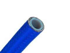 AN8 10mm (3/8") Nylon braided PTFE teflon fuel hose blue