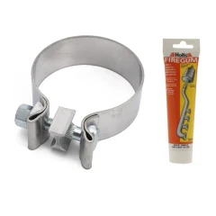 Stainless steel exhaust muffler tip clamp 3 inch (76mm) + mounting paste FigerSPEC