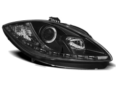 HEADLIGHTS TRUE DRL BLACK fits SEAT LEON ALTEA 09-12