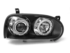 HEADLIGHTS ANGEL EYES BLACK fits VW GOLF 3 09.91-08.97