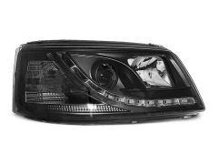 HEADLIGHTS TRUE DRL BLACK fits VW T5 04.03-08.09