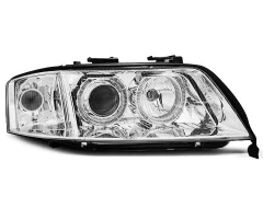 XENON HEADLIGHTS ANGEL EYES CHROME fits AUDI A6 10.99-06.01