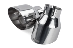 APR SINGLE-WALLED 4" SLASH-CUT TIPS (POLISHED SILVER) - SET OF 2