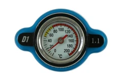 D1Spec Radiator cap with thermometer 28mm 1.1 Bar Blue