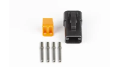 Plug and pins - Deutsch male connector DTP-06-4S - Black (25 Amperes).